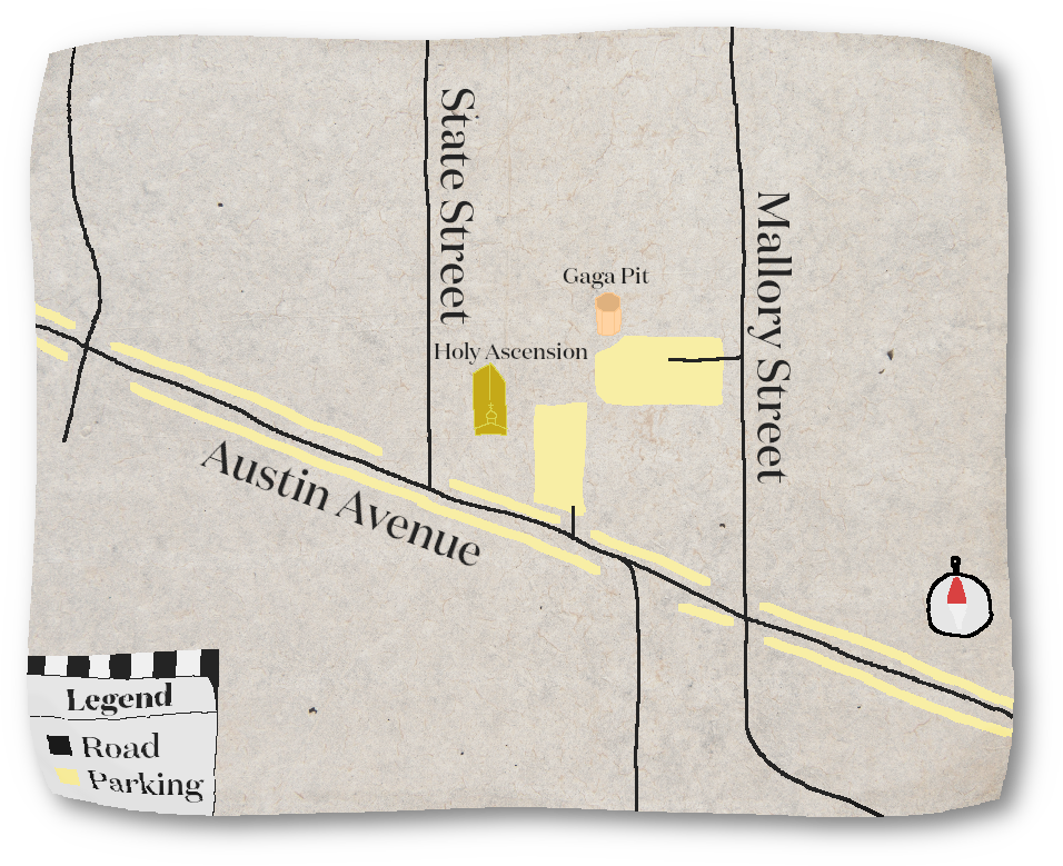 Map of parking areas at Holy Ascension Orthodox Church